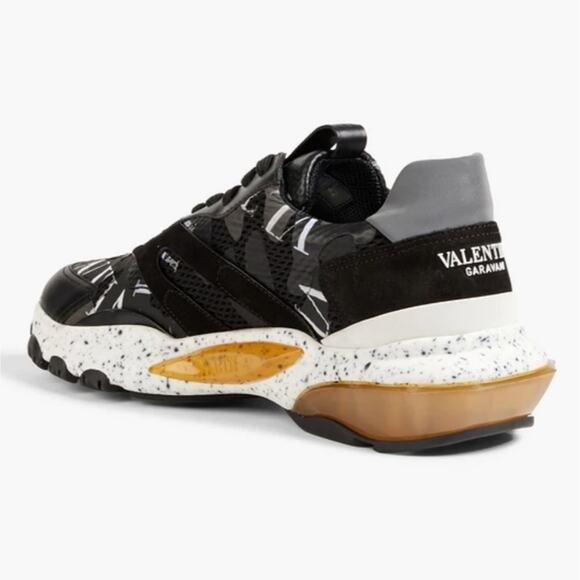 NWT$900 VALENTINO Men Bounce Camouflage Leather Mesh Black Sneakers Sz 42 (US 9) - Picture 4 of 16